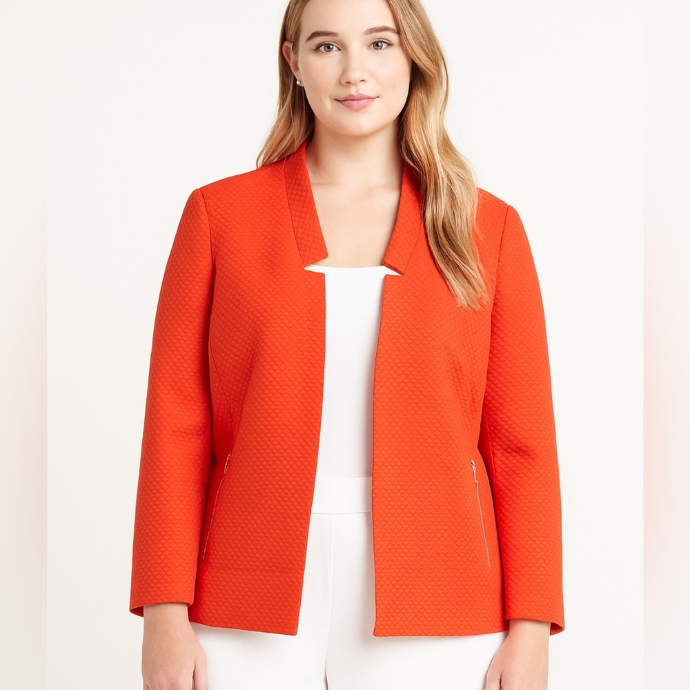 Kasper Solid Dobby Inverted Notch Flyaway Jacket … - image 1